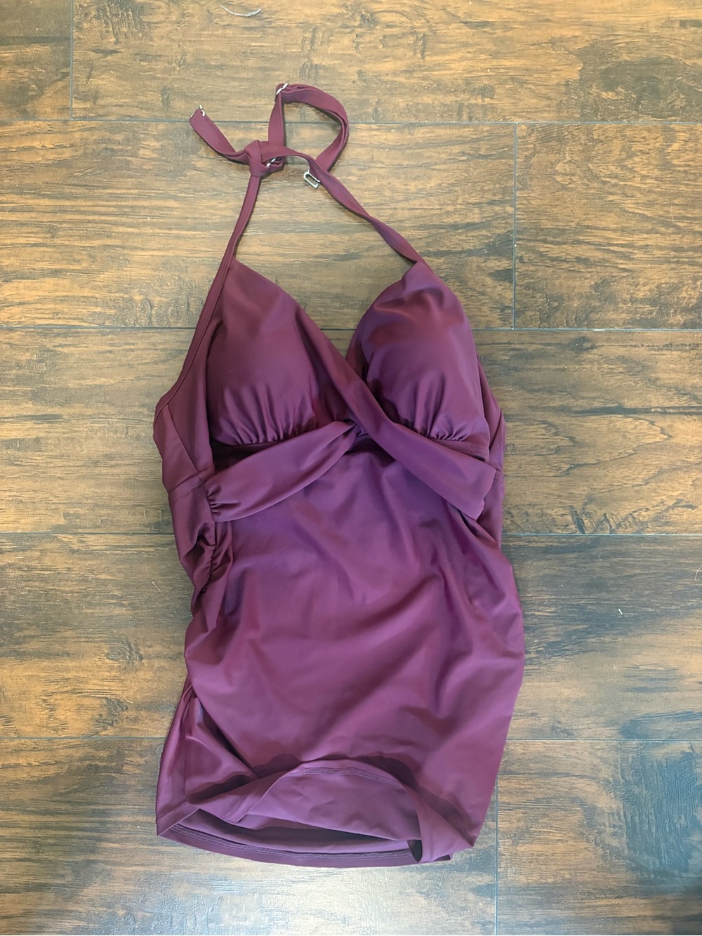 Pinkblush Burgundy Twist-Front One-Piece Bodysuit
